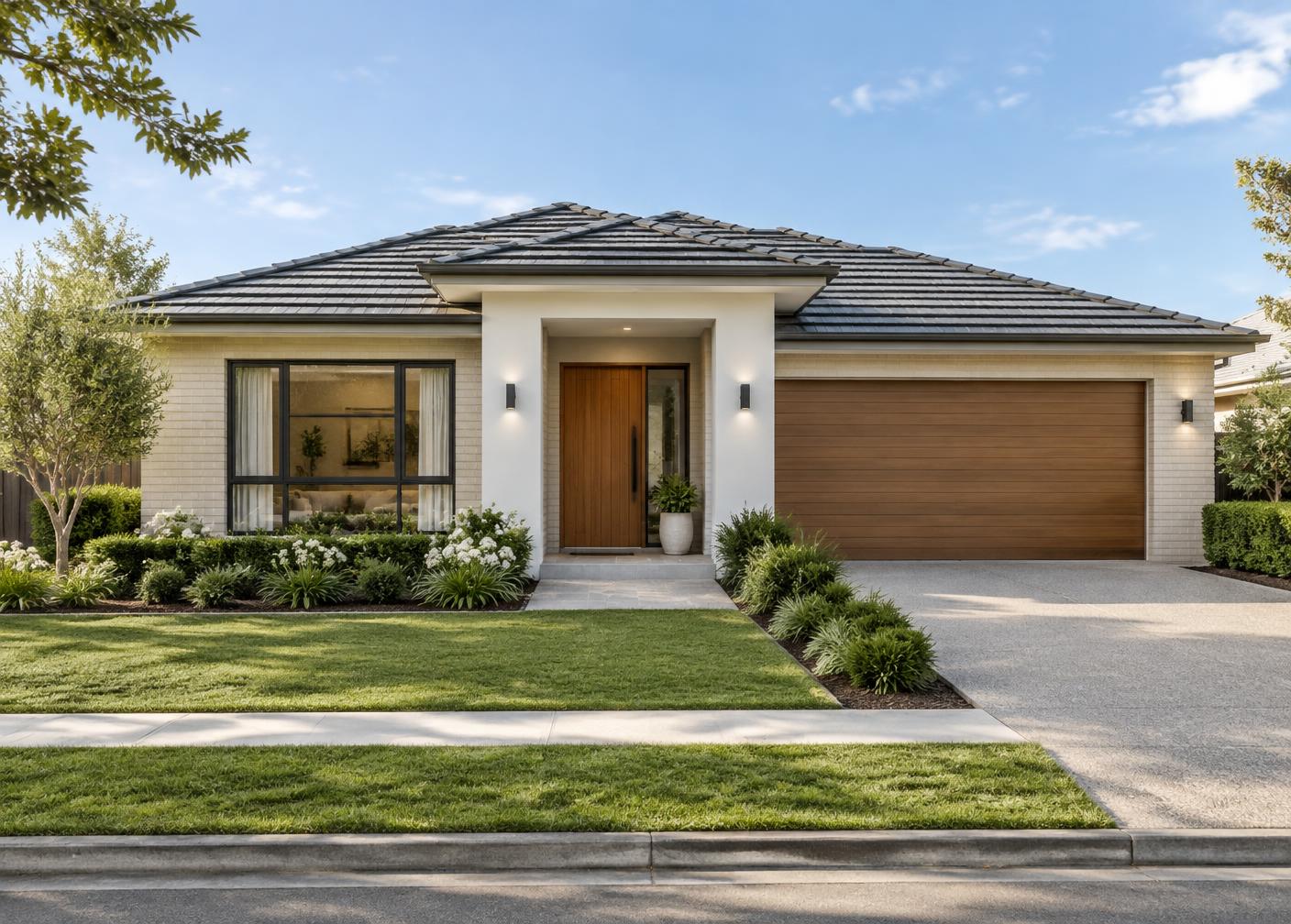 Family home with timber entry — sample image
